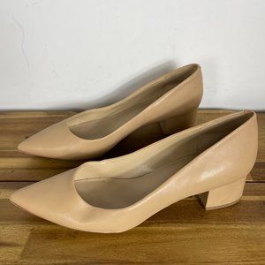 Via Spiga Pointed Toe Block Heel Pump Nude Women's 10